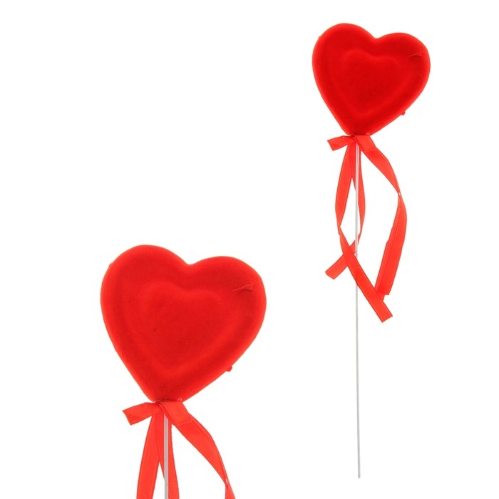 Сердце на палочке бархатное "Чувство любви"