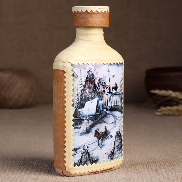 

Фляжка "Зимняя деревня", 8х3,5х17 см, v=0.25 л.