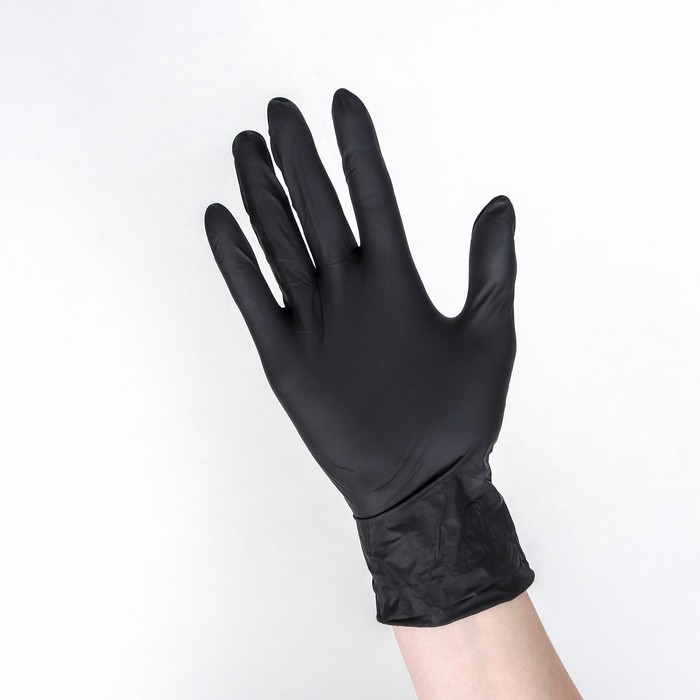 фото Перчатки нитриловые неопудренные, размер s, 100 шт/уп, 3,5 гр, цвет чёрный mediok