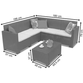 

Комплект мебели "NEBRASKA CORNER Set" (углов. диван, столик), белый