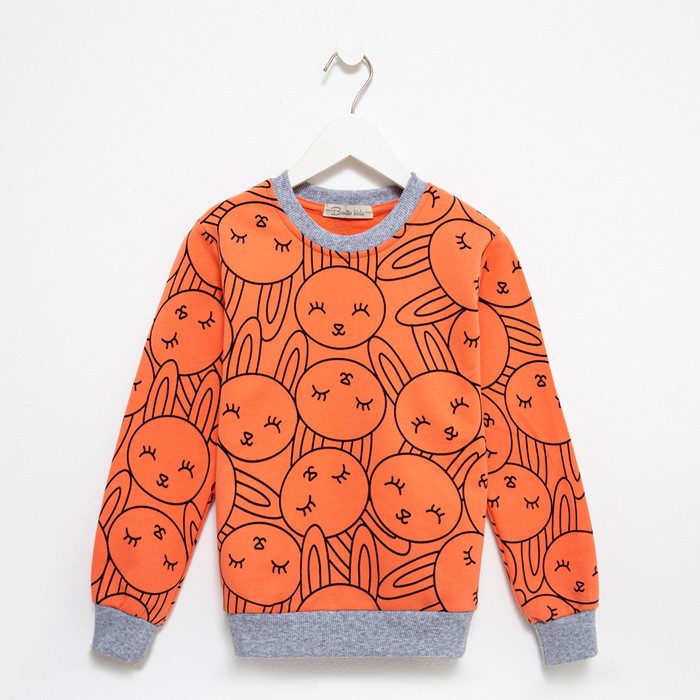 Свитшот для девочки, цвет коралл, рост 104 см