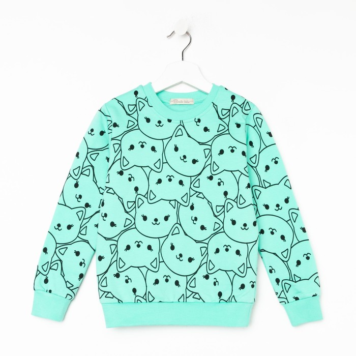 Свитшот для девочки, цвет ментол, рост 122 см