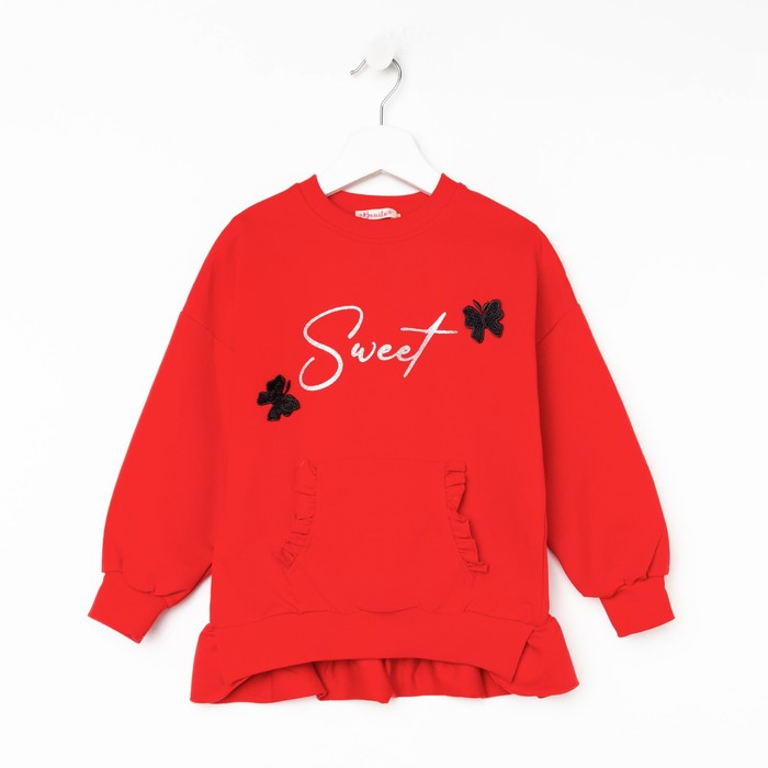Свитшот для девочки, цвет красный, рост 110 см