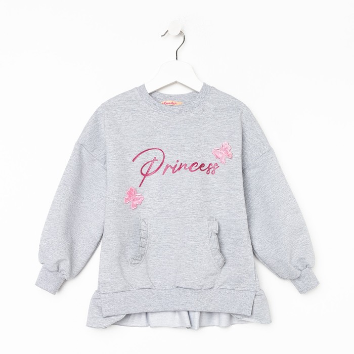 Свитшот для девочки, цвет серый меланж, рост 104 см