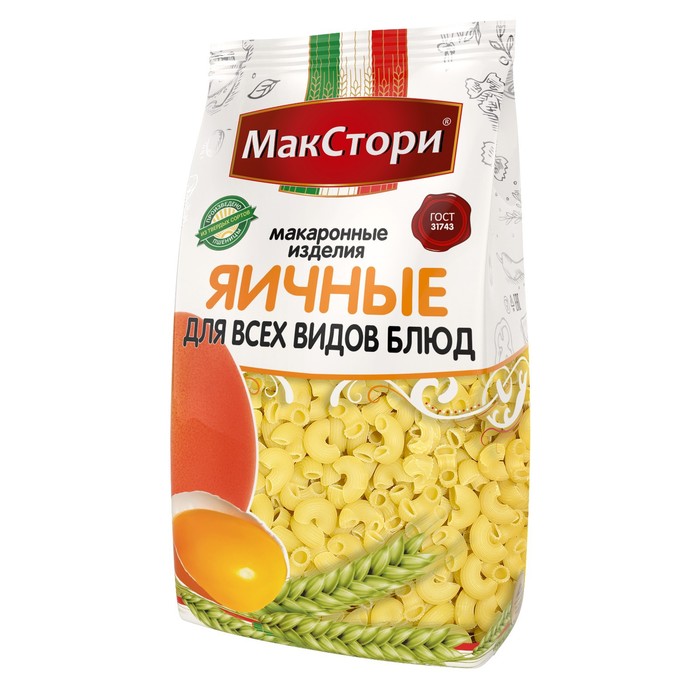 

Макаронные изделия Макстори, яичные, рожки, 350 г