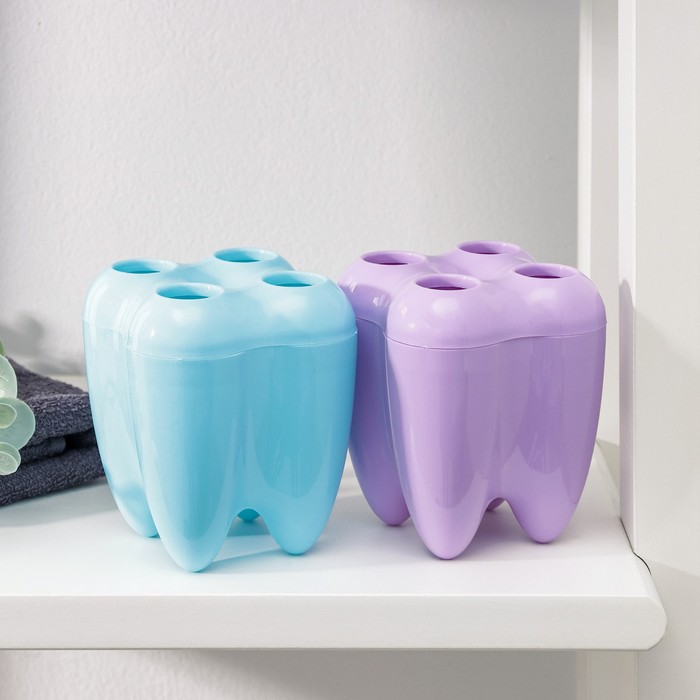 Подставка под зубные щетки «Дента», на 4 щетки, 10×8×8 см, цвет МИКС