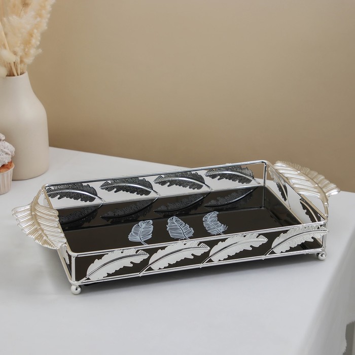 подставка для десертов akcam нептун Подставка для десертов «Перо», 35×22,5×6, цвет металла серебряный