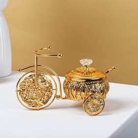 Сахарница «Велосипед», 220 мл, 22×13×13 см, с ложкой, цвет золотой