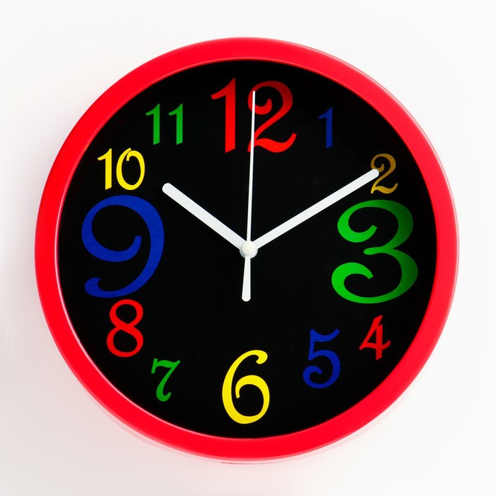 Часы настенные Цветные цифры, d-20 см, дискретный ход