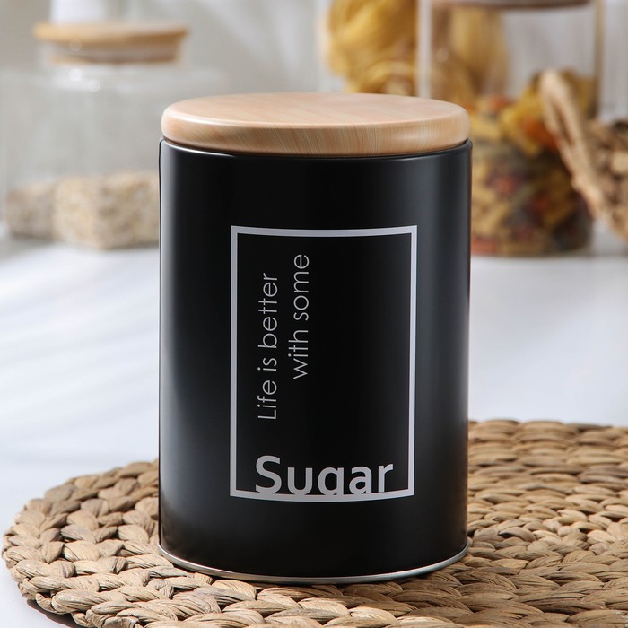 Банка для сыпучих продуктов сахар Lifestyle, 11×11×15,5 см емкость для сыпучих продуктов agness арктик сахар 550 мл 9x6x10 см