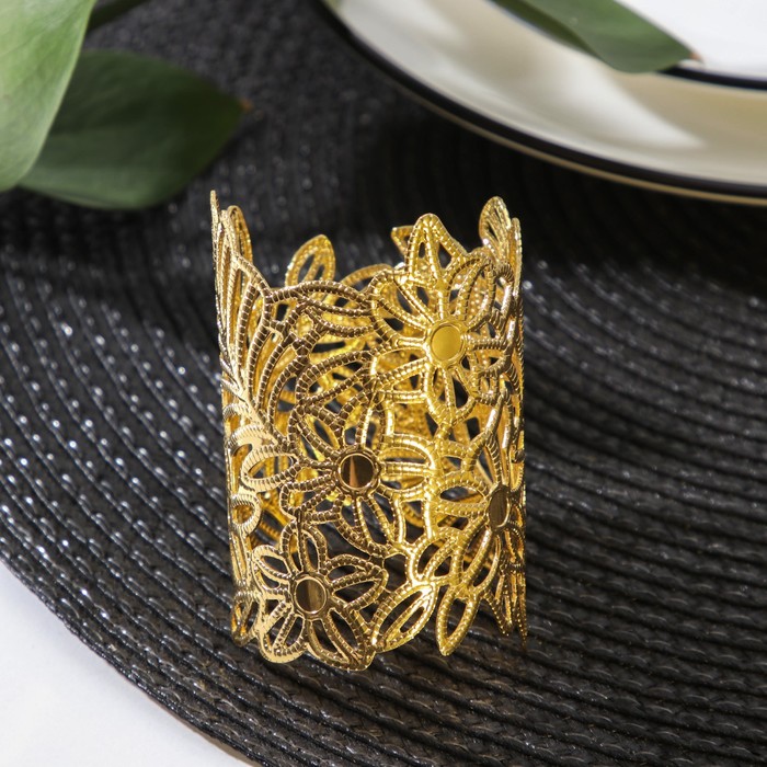 Кольцо для салфетки «Лепестки», 7×5 см, цвет золотой кольцо для салфетки елизавета лебедь 5×4 5×4 см цвет металла золотой