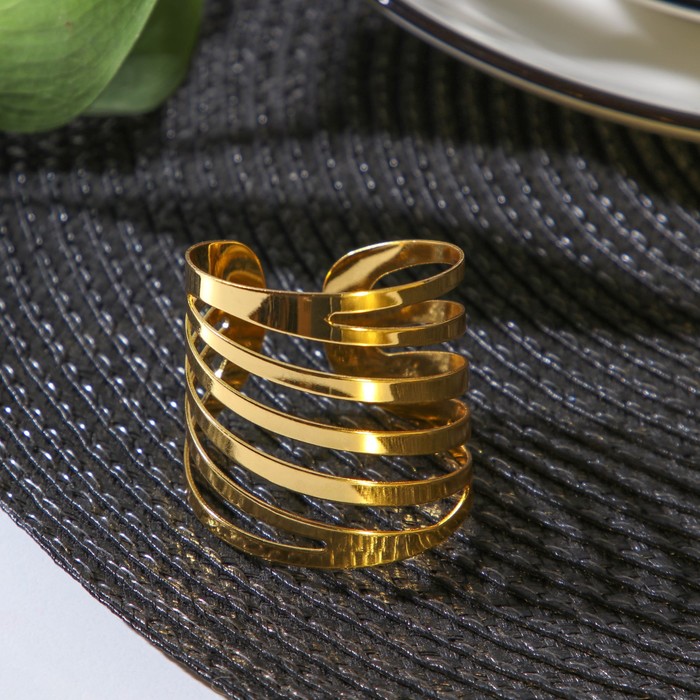Кольцо для салфетки «Линии», 4×4×4 см, цвет золотой кольцо для салфетки елизавета лебедь 5×4 5×4 см цвет металла золотой