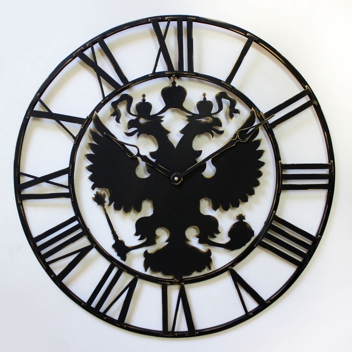 Часы настенные, серия: Лофт, "Герб", из дерева, =65 см, толщина 1.5 см
