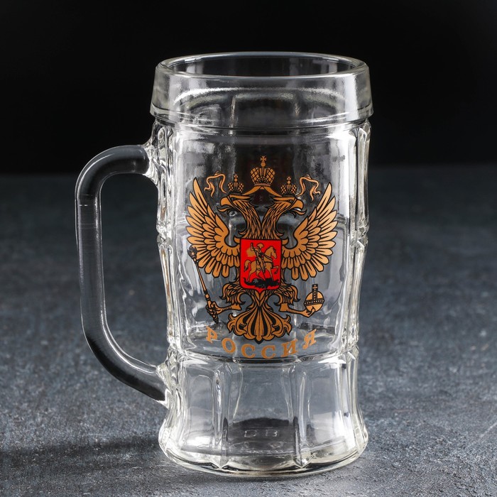фото Кружка для пива 330 мл "герб россии", без упаковки gidglass
