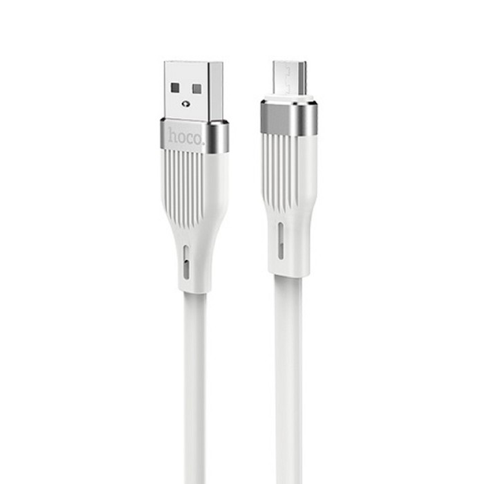 

Кабель Hoco U72, microUSB - USB, 2.4 А, плоский, 1.2 м, белый