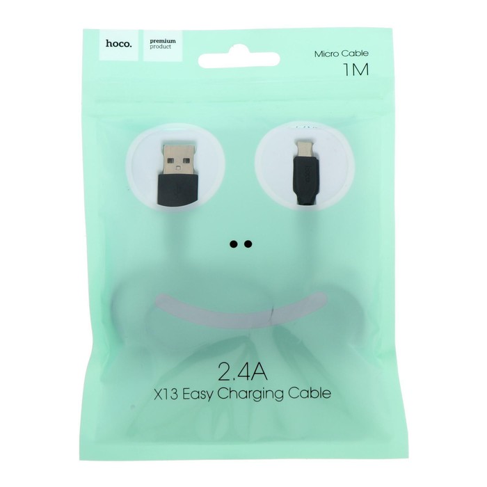 Кабель Hoco X13, microUSB - USB, 2 А, 1 м, PVC оплетка, черный