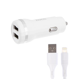 

Автомобильное зарядное устройство Hoco Z27, 2 USB - 2.4 А, кабель Lightning 1 м, белый