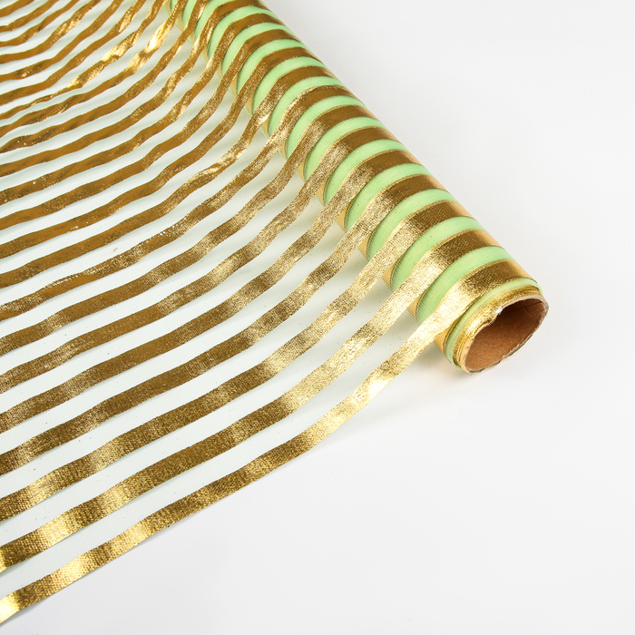 Органза "Золотая полоса", светло-зеленый, 0,48 х 4,5 м