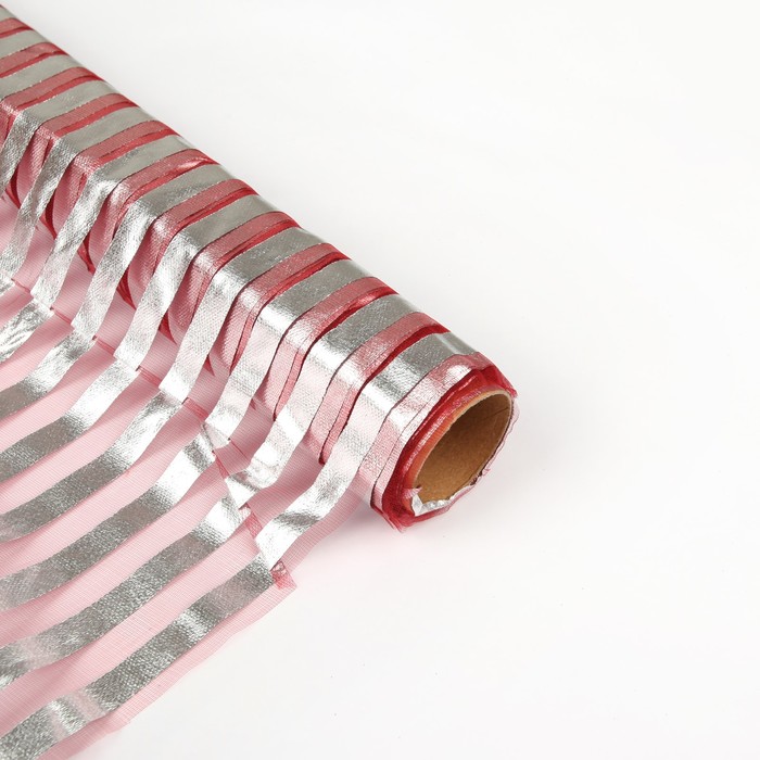 Органза "Серебряная полоса", бордовый, 0,48 х 4,5 см