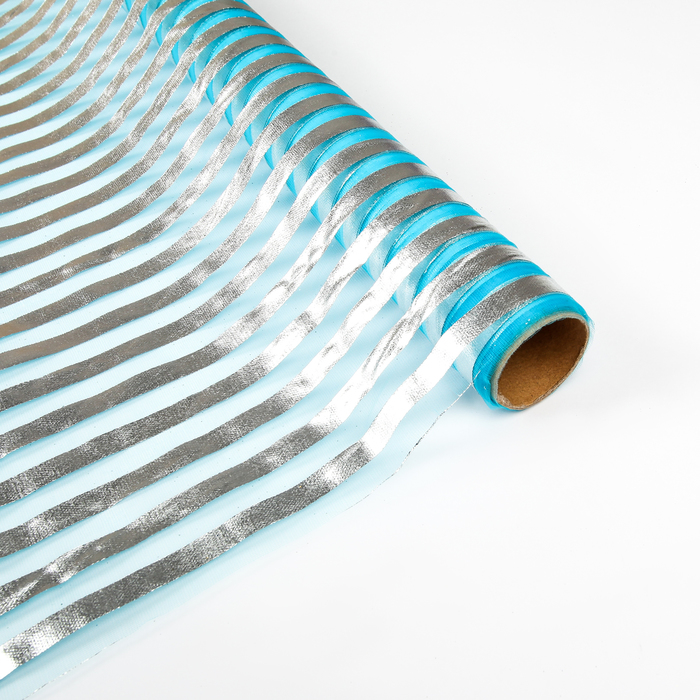 Органза "Серебряная полоса", голубой, , 0,48 х 4,5 см