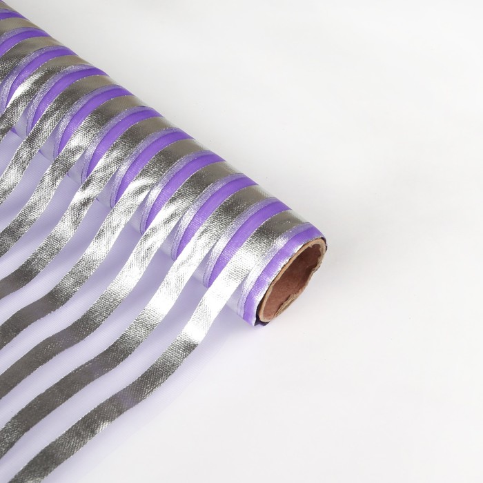Органза "Серебряная полоса", сиреневый, 0,48 х 4,5 см