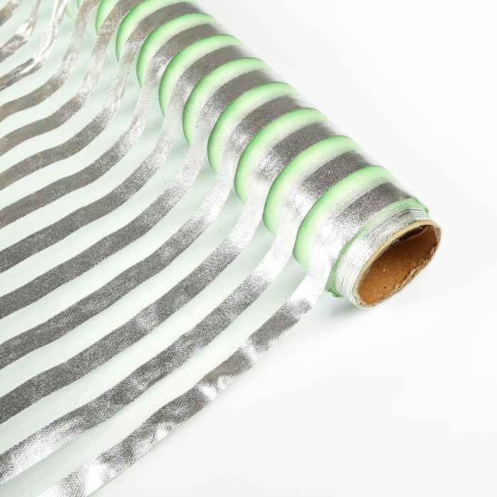 Органза "Серебряная полоса", светло-зелёный, 0,48 х 4,5 см