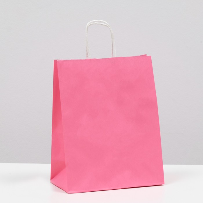 Пакет подарочный крафт розовый 22 х 12 х 27 см