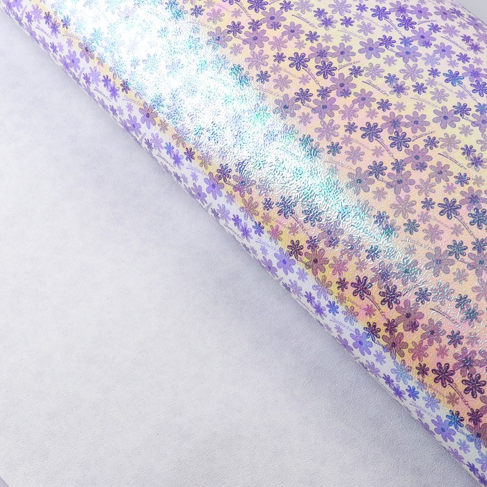 Бумага упаковочная перламутровая &quot;Цветочная поляна&quot;, сиреневый, 50 х 70 см