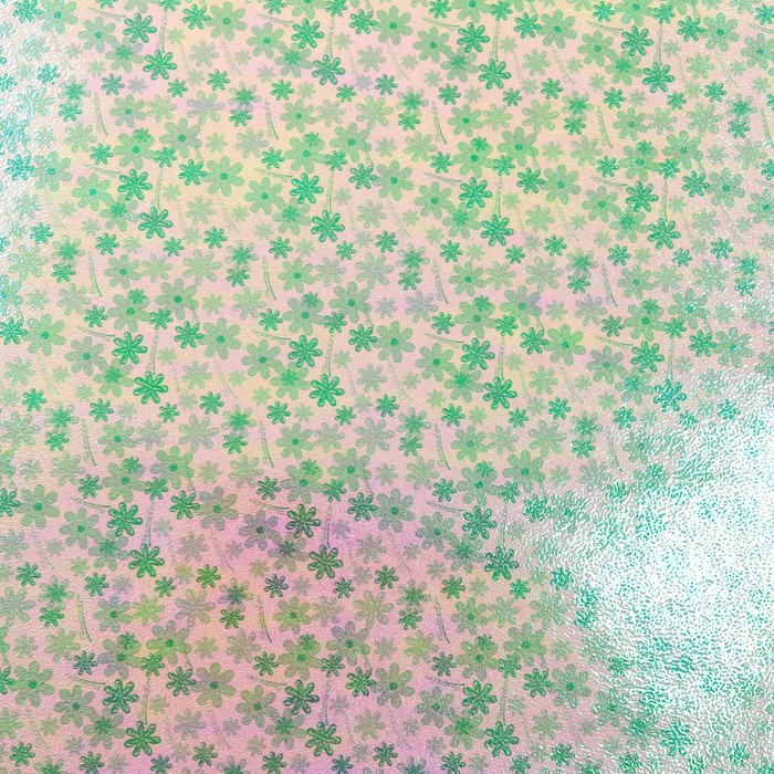 Бумага упаковочная перламутровая "Цветочная поляна", зелёный, 50 х 70 см