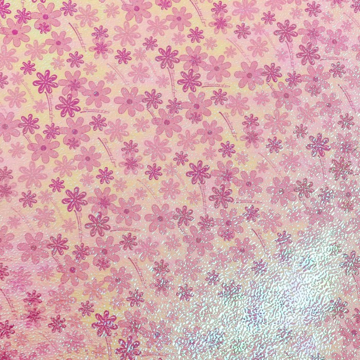 Бумага упаковочная перламутровая "Цветочная поляна", малиновый, 50 х 70 см