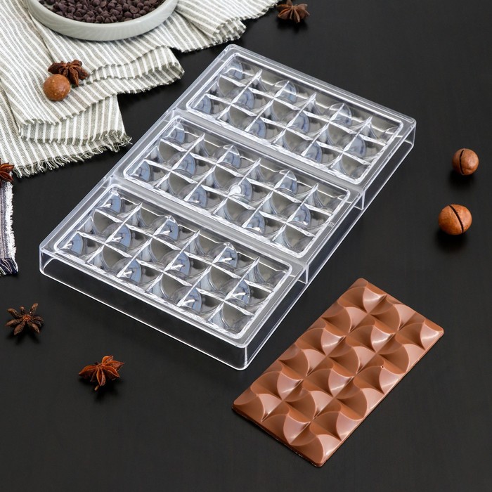 Форма для шоколада KONFINETTA «Акапулько», 27,5×17,5×2,5 см, 3 ячейки (15,3×7,5×0,8 см)
