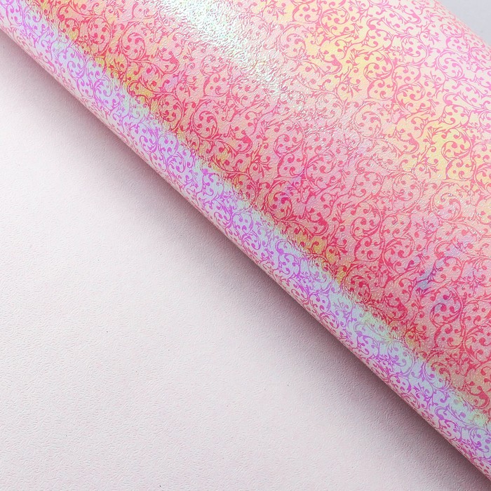 Бумага упаковочная перламутровая "Ажур", розовый, 50 х 70 см
