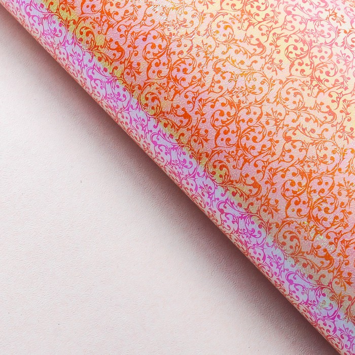 Бумага упаковочная перламутровая "Ажур", оранжевый, 50 х 70 см