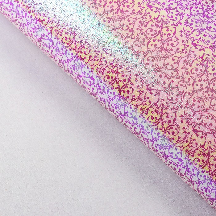 Бумага упаковочная перламутровая "Ажур", малиновый, 50 х 70 см