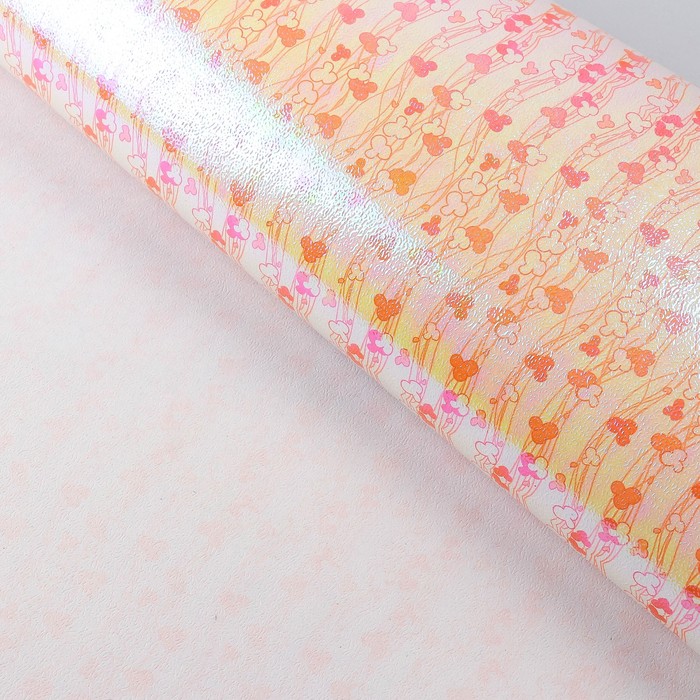 Бумага упаковочная перламутровая "Цветочные нити", оранжевый, 50 х 70 см