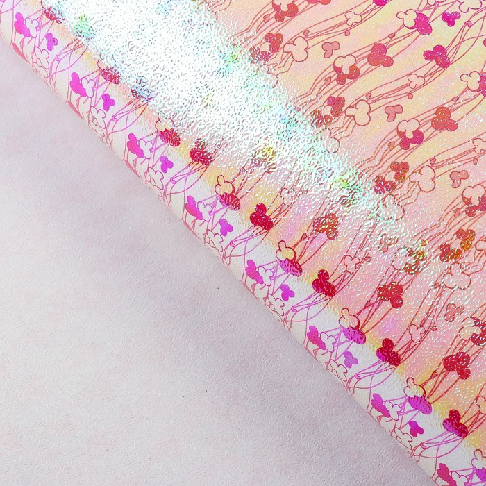 Бумага упаковочная перламутровая "Цветочные нити", красный, 50 х 70 см