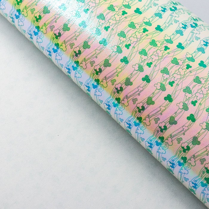 Бумага упаковочная перламутровая "Цветочные нити", зелёный, 50 х 70 см