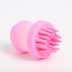 Щётка для мытья и массажа животных, с емкостью для шампуня, розовая Ош