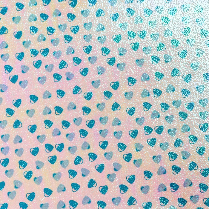 Бумага упаковочная перламутровая "Сердечки", синий, 50 х 70 см