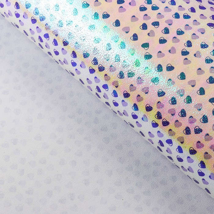 Бумага упаковочная перламутровая "Сердечки", фиолетовый, 50 х 70 см