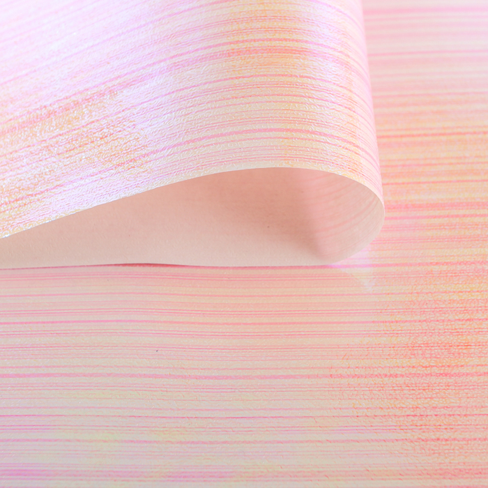 Бумага упаковочная перламутровая "Линии", розовый, 50 х 70 см