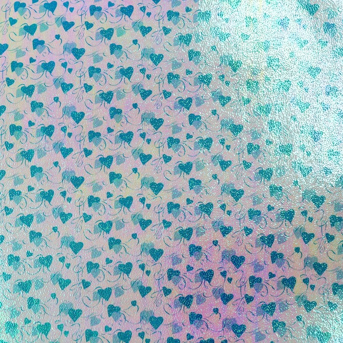 Бумага упаковочная перламутровая "Два сердца", синий, 50 х 70 см