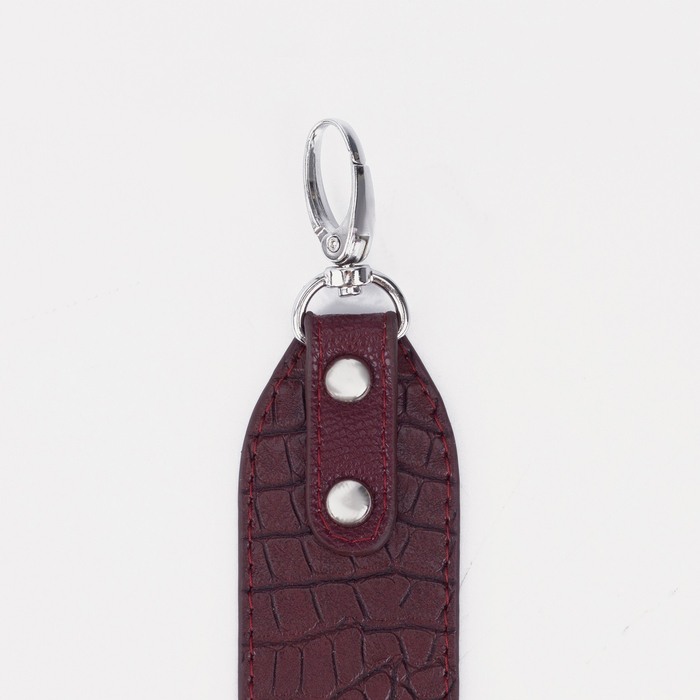 фото Ремень для сумки в-9, никель textura, 100 см бордовый/крокодил бордовый