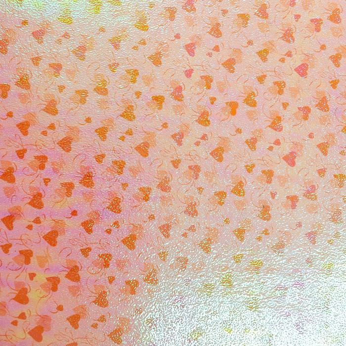 Бумага упаковочная перламутровая "Два сердца", оранжевый, 50 х 70 см