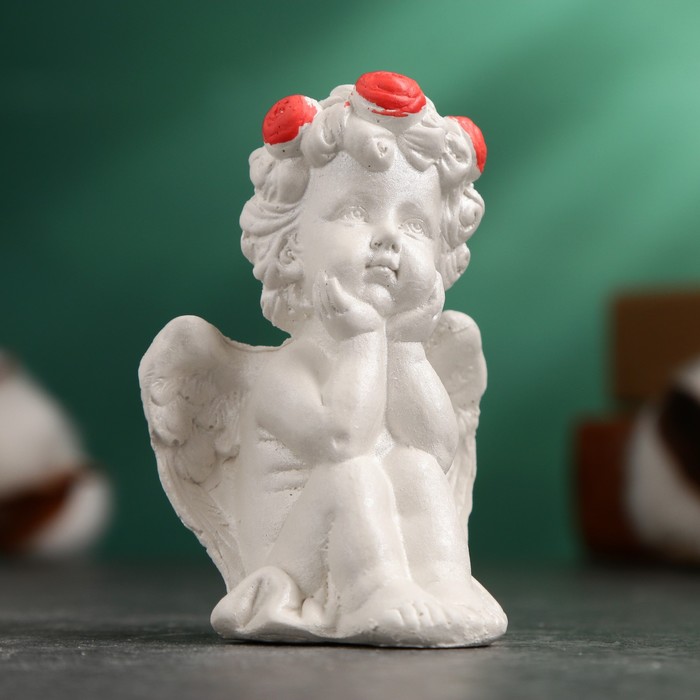Фигура Ангелочек положил личико на ручки перламутр, 7х6х5см статуэтка ангелочек посылает воздушный поцелуй перламутр 7х6х5см