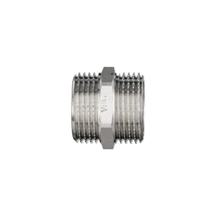 

Ниппель Valogin V&G-203104, 1 1/4", наружная резьба, никелированная латунь