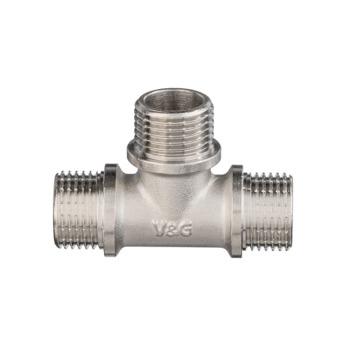 

Тройник Valogin V&G-202401, 1/2", наружная резьба, никелированная латунь