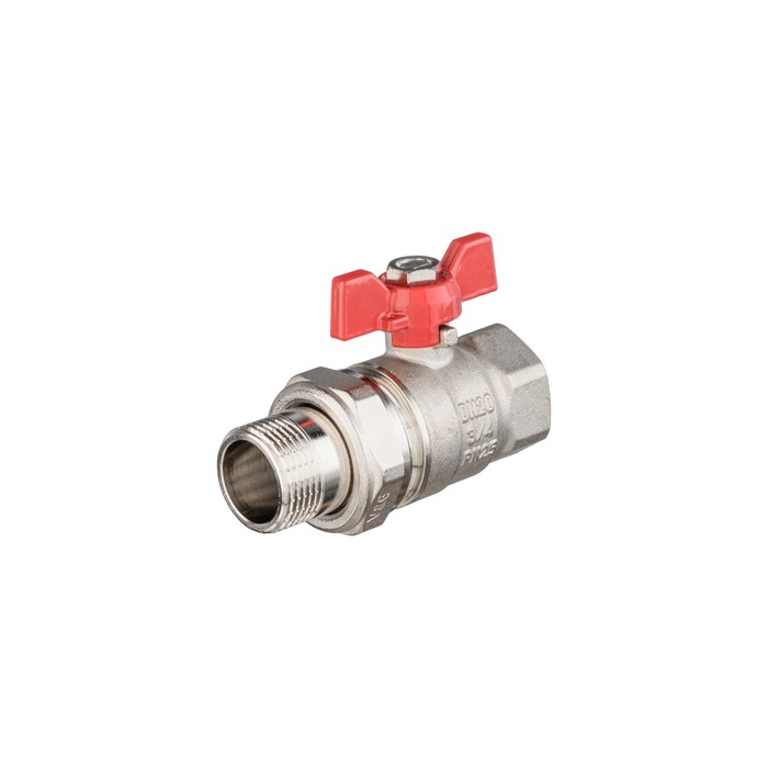 

Кран шаровой Valogin V&G-104102, 3/4", внутренняя/наружная резьба, с полусгоном, бабочка
