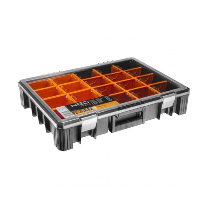Ящик для инструмента NEO, 600х390х110 мм, пластиковый, съемные перегородки, цвета МИКС