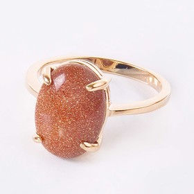 

Кольцо с красным авантюрином "Овал", позолота с родированием, размер 19